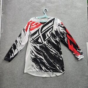 Fly Racing Men Shirt S White Graphic Print Abstract Logo Kinetic Activewear